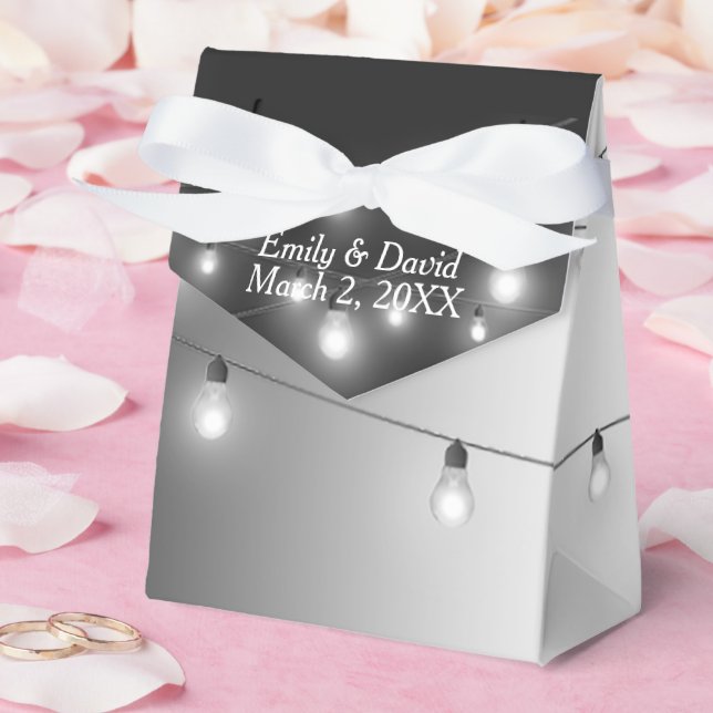Wedding Lights Black and White Gradient Favor Box (Wedding)