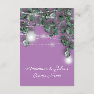 Wedding Lights Jars Rustic Green Purple Mint Wood Invitation