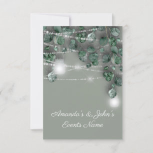 Wedding Lights Jars Rustic Green Smoky Mint Wood Invitation