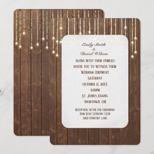 Wedding Lights On Barn Wood Invitation