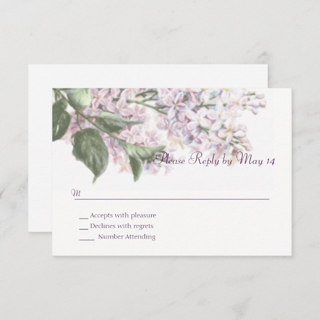 Wedding Lilac Blooms RSVP Card (Front/Back)