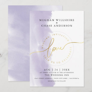 WEDDING   Lilac Violet Watercolor  Invitation