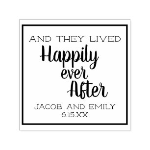 Wedding Lived Happily Ever After Couple's Names Self-inking Stamp