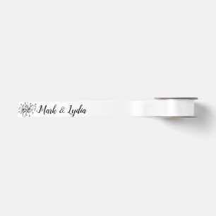 Wedding Logo Dandelion Couples Name Date Satin Ribbon
