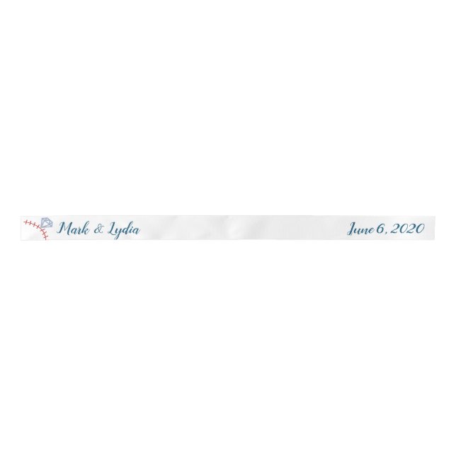 Wedding Logo Favour Baseball Ring Satin Ribbon (Front)