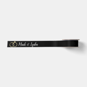 Wedding Logo Favour Faux Gold Ring Satin Ribbon