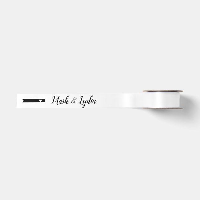 Wedding Logo Favour Heart Bar Satin Ribbon (Front)
