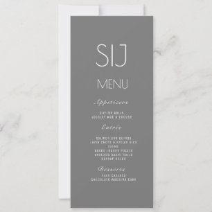 Wedding Logo Grey Yellow Simple Marble Dinner Menu