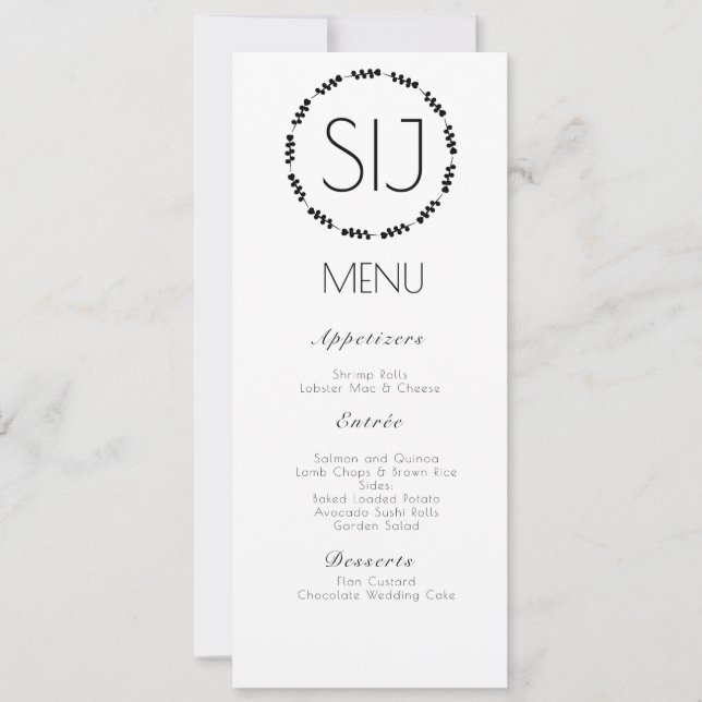 Wedding Logo Heart Branch Minimalist Dinner Menu (Front)