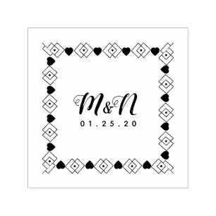Wedding Logo Line Art Heart Geo Decor Hand-Drawn B Self-inking Stamp