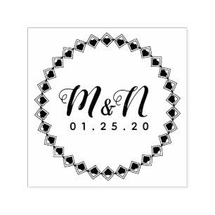 Wedding Logo Minimalist Heart Geometric Circular Self-inking Stamp