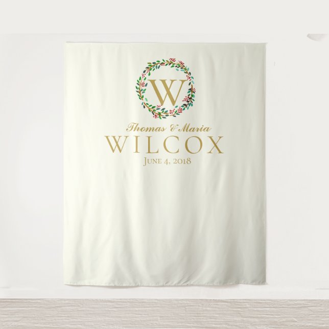 Wedding Logo Monogram wedding photo booth Tapestry (Front)