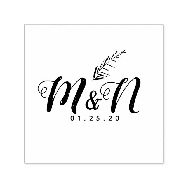 Wedding Logo Palm Leaf Tropical Hand Drawn Self-inking Stamp (Design)