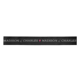 Wedding Logo Pink Heart Couples Minimalist Favour Satin Ribbon