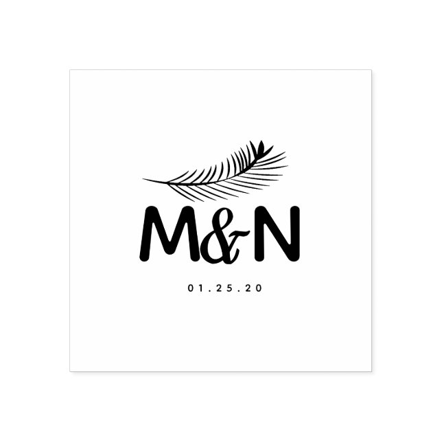 Wedding Logo Tropical Palm Leaf Rubber Stamp (Imprint)