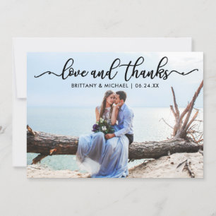 Wedding Love and Thanks Modern Calligraphy Thank You Card
