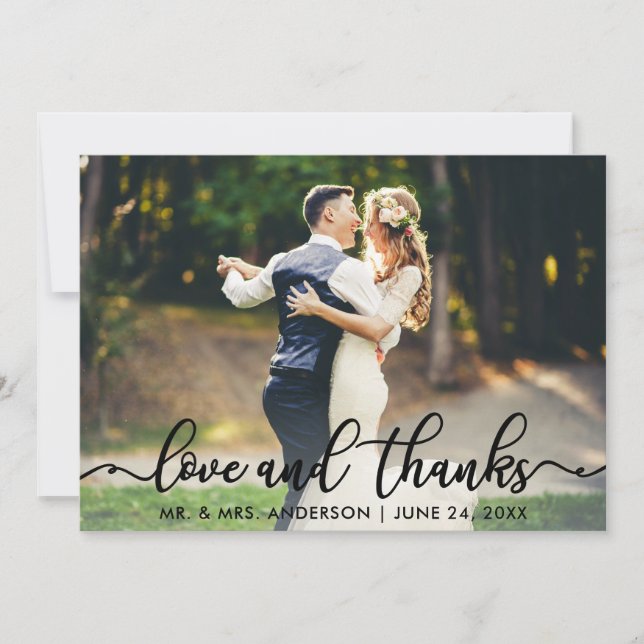 Wedding Love and Thanks Photo Thank You B Card (Front)