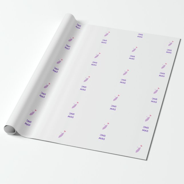 Wedding Love Bird Cute Bride Groom Name Wrapping Paper (Unrolled)