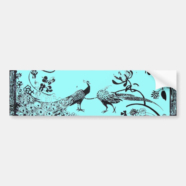 WEDDING LOVE BIRDS  black and blue Bumper Sticker (Front)