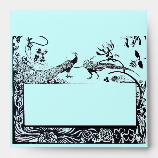 WEDDING LOVE BIRDS , black and blue Envelope (Front)