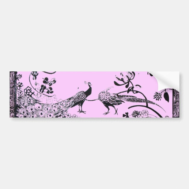 WEDDING LOVE BIRDS  black and pink Bumper Sticker (Front)