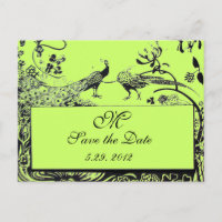 WEDDING LOVE BIRDS MONOGRAM black and white green
