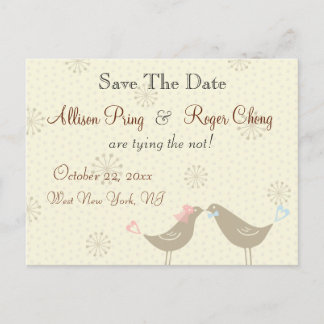 Wedding Love Birds White Save The Date Postcard