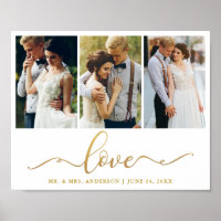 Wedding Love Elegant Gold Script 3 Photo