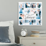 Wedding LOVE FOREVER Photo Collage Custom Colour Canvas Print<br><div class="desc">Create a commemorative keepsake, custom colour photo collage canvas print for the newlyweds or anniversary couple with 11 wedding and couple pictures or images. The design features the title FOREVER LOVE and personalized with names and wedding date in editable grey colours against your choice of background colour. The text font...</div>