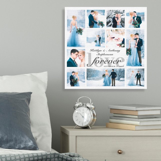 Wedding LOVE FOREVER Photo Collage Custom Colour Canvas Print (Creator Uploaded)