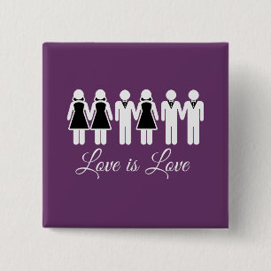 WEDDING LOVE IS LOVE 2 INCH SQUARE BUTTON