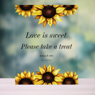 Wedding Love is Sweet Sunflower  Acrylic Sign