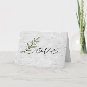 Wedding Love Leaf on Birch Card