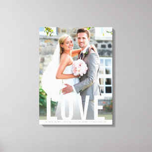 WEDDING LOVE memory simple bold white type overlay Canvas Print