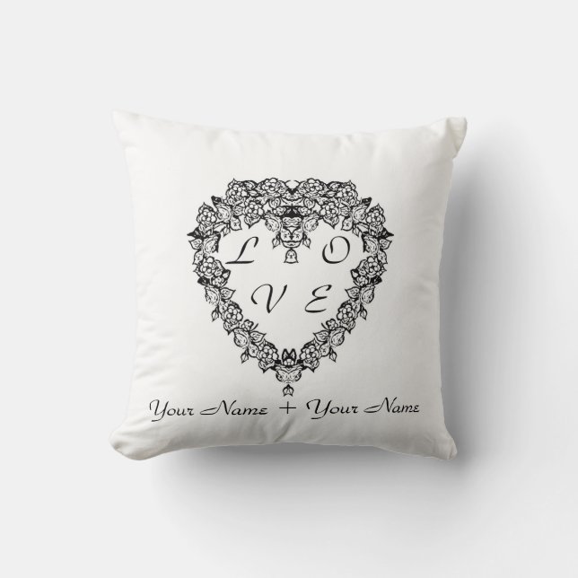 Wedding Love & Photo Frame Throw Pillow (Front)
