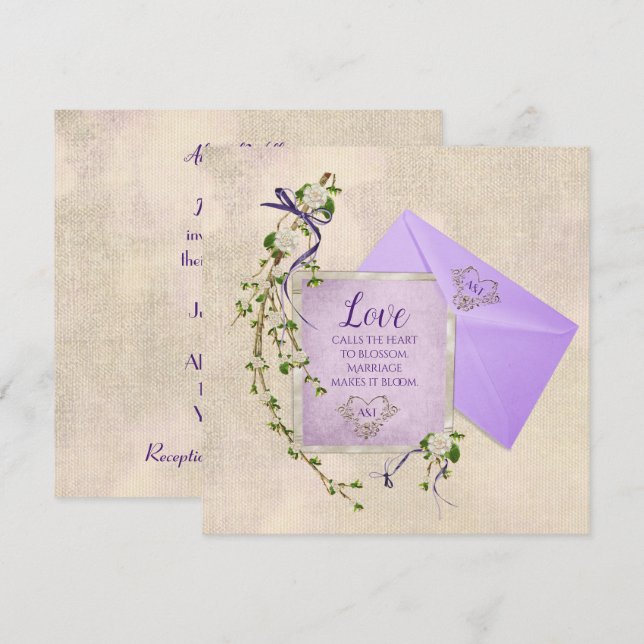 Wedding Love Quote with Floral Branch Invitation (Front/Back)
