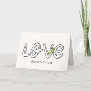 Wedding Love Text With Flower Vine Card