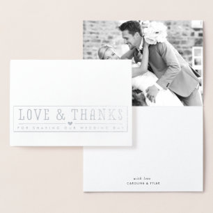 WEDDING LOVE & THANKS newlywed photo fancy luxury Foil Card