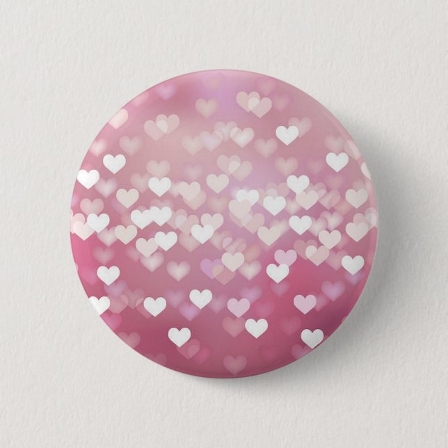 Wedding Love Vector Background shiny pink hearts 2 Inch Round Button (Front)