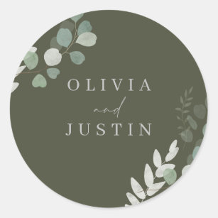 Wedding Luxury: Divine Olive Greenery Wedding Classic Round Sticker