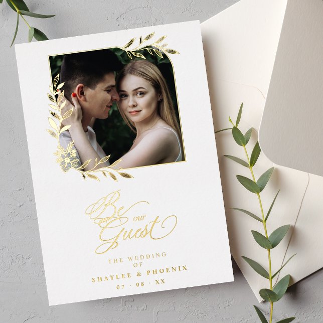 Wedding Luxury Golden Branches Frame Chic Photo (Creator Uploaded)