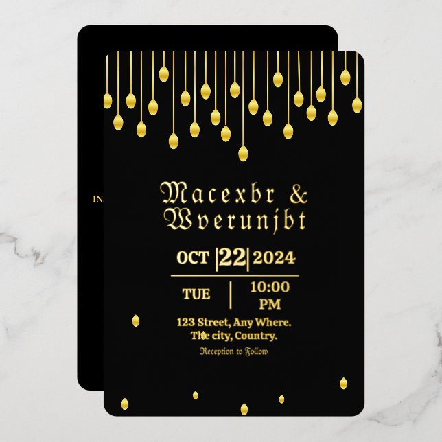 Wedding Luxury Invitation Gold Foil Template (Front/Back)