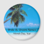 Wedding Magnet with Wedding Date<br><div class="desc">Tropical beach scene with space for names of the bride and groom and a place for you to customize with the date of the wedding.</div>