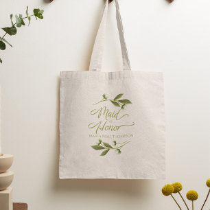 Wedding Maid Of Honor Floral Personalized Vintage Tote Bag
