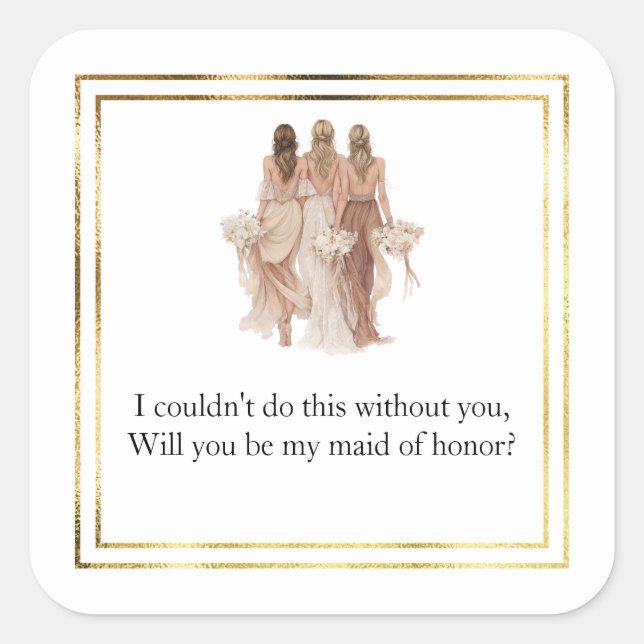 Wedding Maid of Honour Gift Stickers (Front)