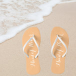 Wedding Maid of Honour Trendy Peach Flip Flops<br><div class="desc">Gift your wedding bridesmaids with these stylish Maid of Honour flip flops that are a trendy peach colour along with white, stylized script to complement your similar wedding colour scheme. Select foot size along with other options. You may customize your flip flops to change colour or text font style to...</div>