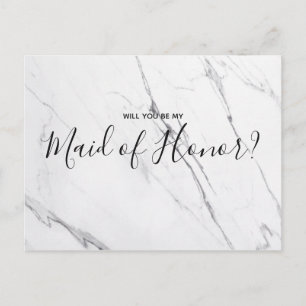 Wedding maid of honour White Marble Postcard