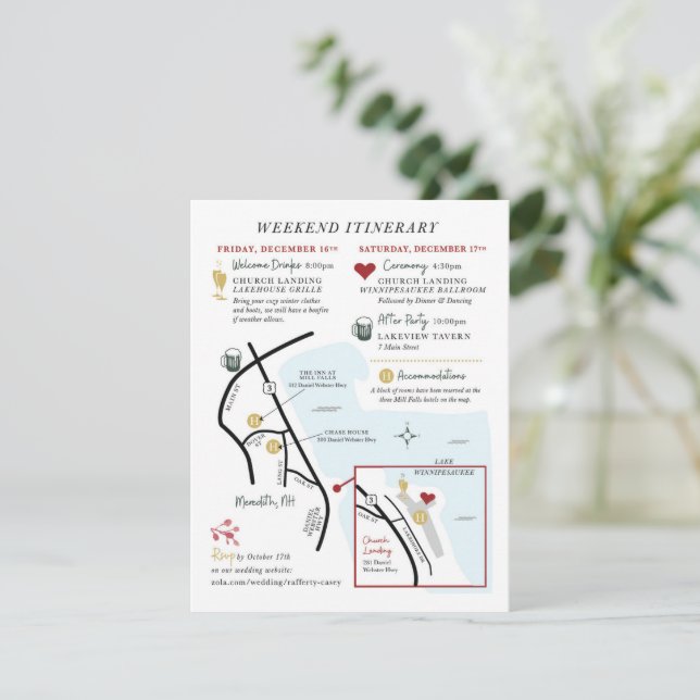 Wedding Map Enclosure Card - Custom Design JULIA (Standing Front)