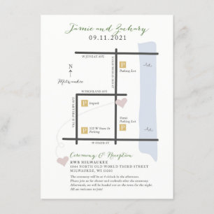 Wedding Map Invite Enclosure Card - Custom Design