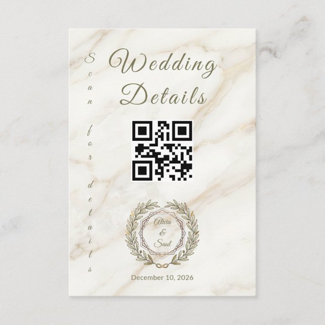 Wedding Marble and Laurel / Boda Mármol y Laurel Enclosure Card (Front)